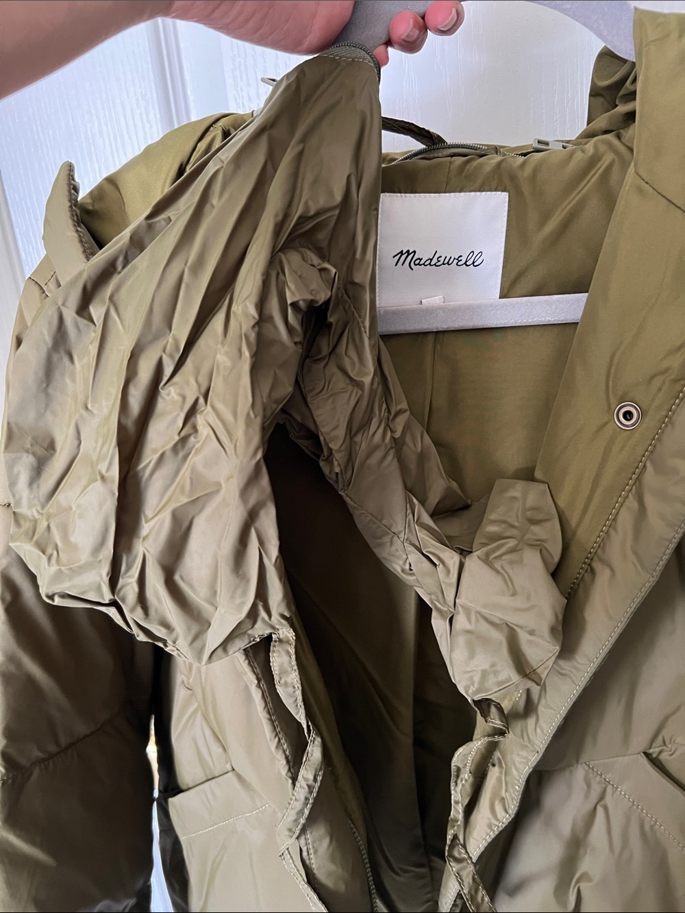 Madewell Olive Puffer Jacket with Hood - Picture 9 of 10